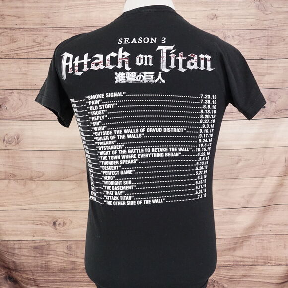 ATTACK ON TITAN SEASON 3 ANIME SHORT SLEEVE TV SHOW BLACK T-SHIRT SZ S - Picture 4 of 8
